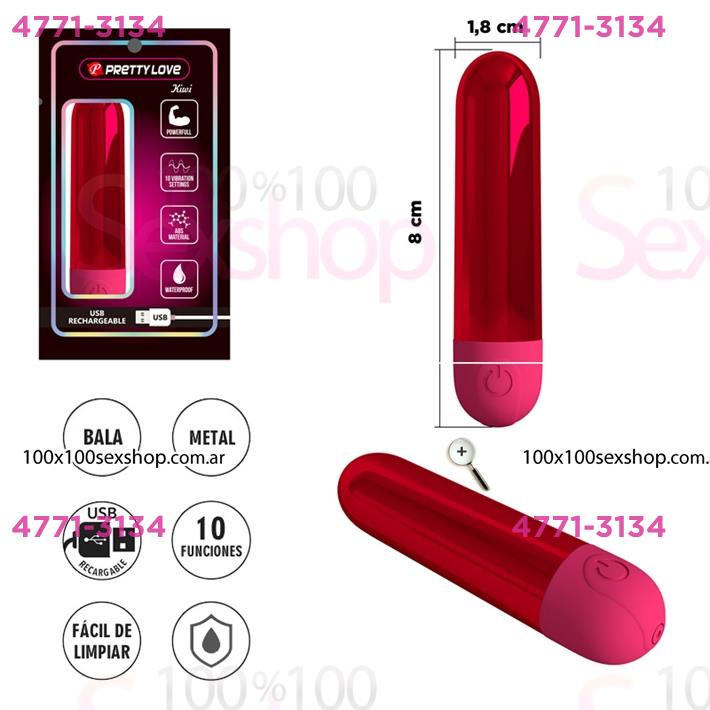 Cód: CA SS-PL-300091-3 - Pequeña bala Metálico con 10 Potentes Modos de Vibración - $ 49400