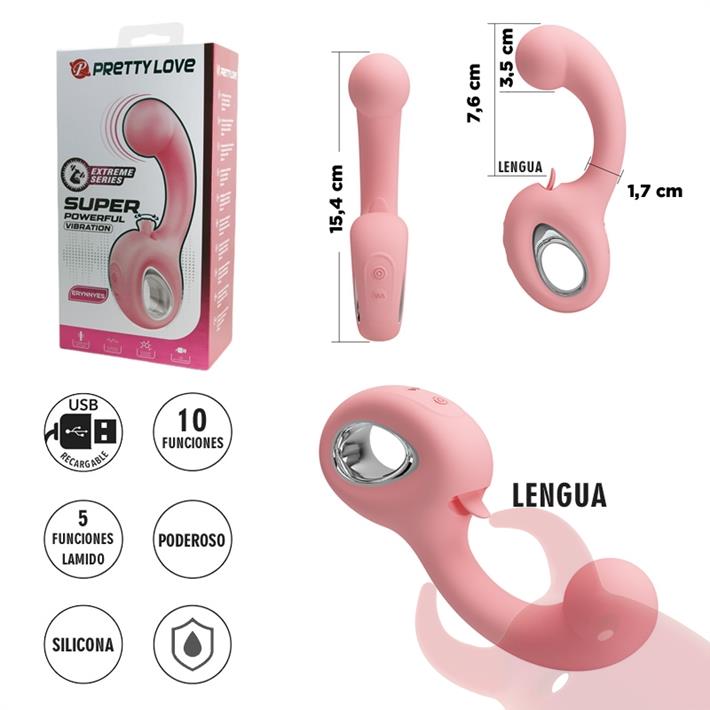  Estimulador de punto G con 5 funciones de lamido y carga USB 