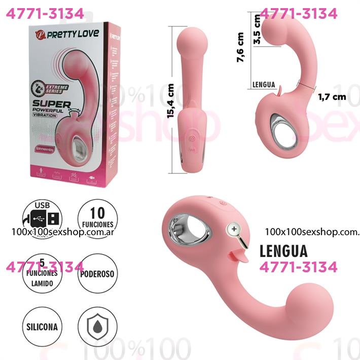 Cód: CA SS-PL-300104 - Estimulador de punto G con 5 funciones de lamido y carga USB - $ 89000