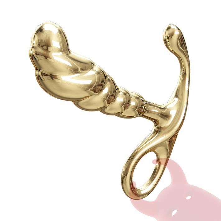 Plug de metal prostatico dorado