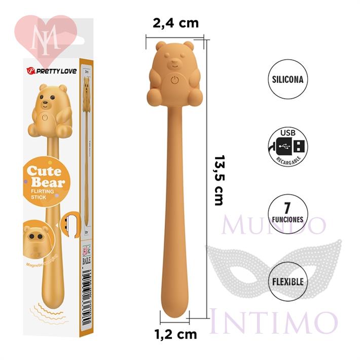  Varita Flirteo Oso Lindo - 7 Modos, Recargable y Suave 