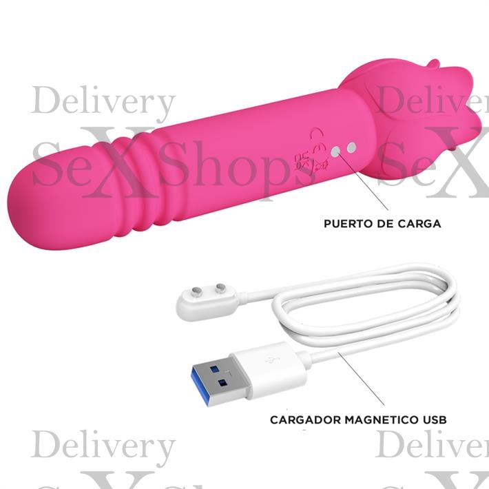 Rose Wand: masajeador doble con funciones de vibración, succión y carga magnética