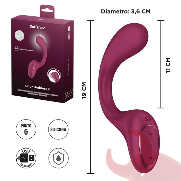 G for Goddess 2 (Wine Red) Estimulador de punto G con carga USB