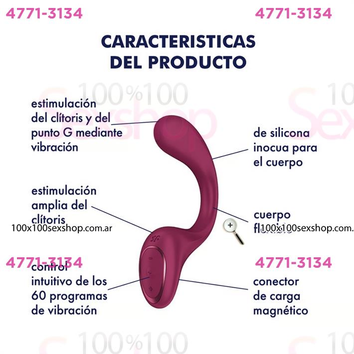 G for Goddess 2 (Wine Red) Estimulador de punto G con carga USB