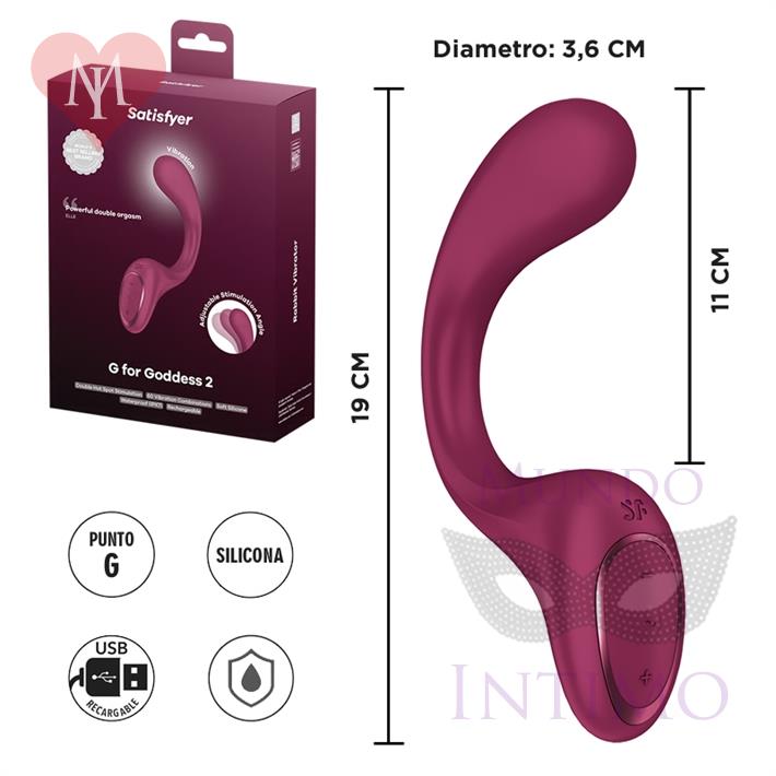 G for Goddess 2 (Wine Red) Estimulador de punto G con carga USB