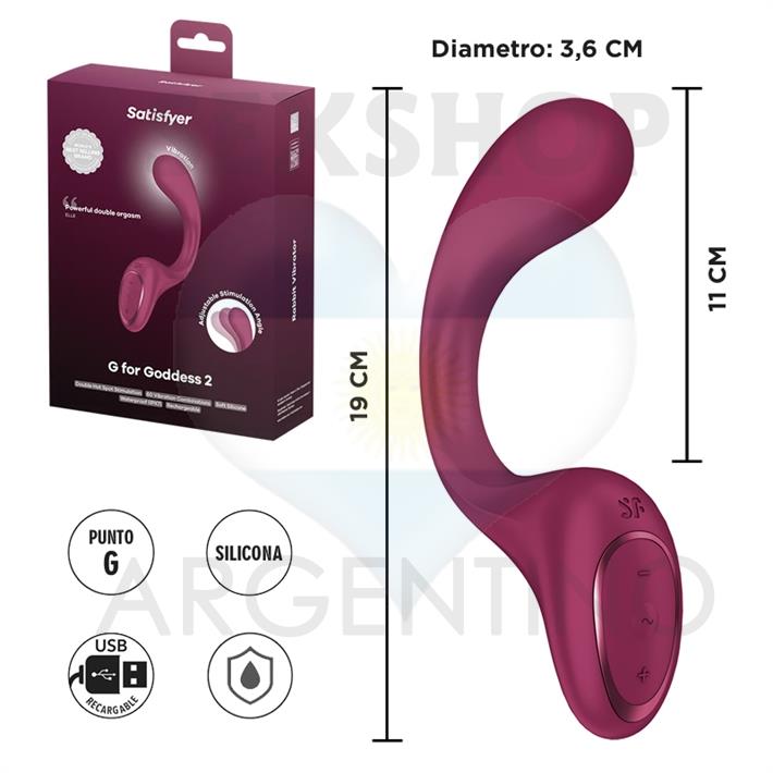 G for Goddess 2 (Wine Red) Estimulador de punto G con carga USB