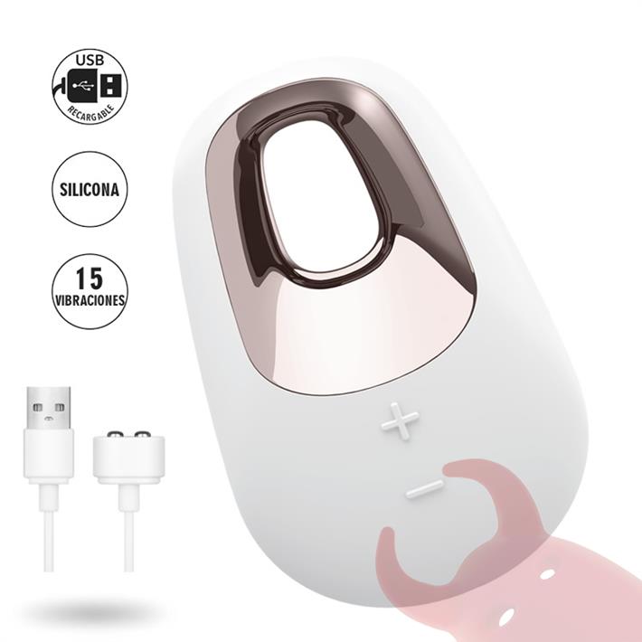  White Temptation estimulador clitorial con carga USB y 15 modos de vibracion 