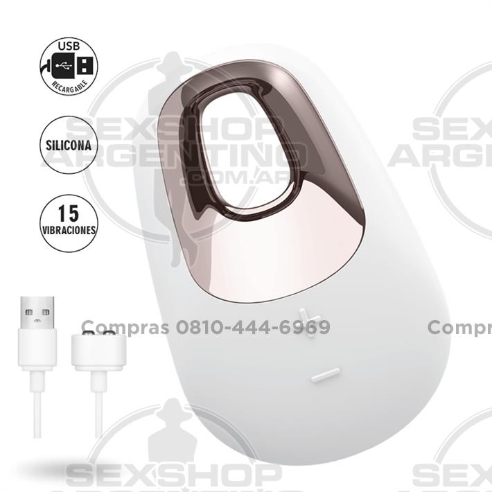  - White Temptation estimulador clitorial con carga USB y 15 modos de vibracion