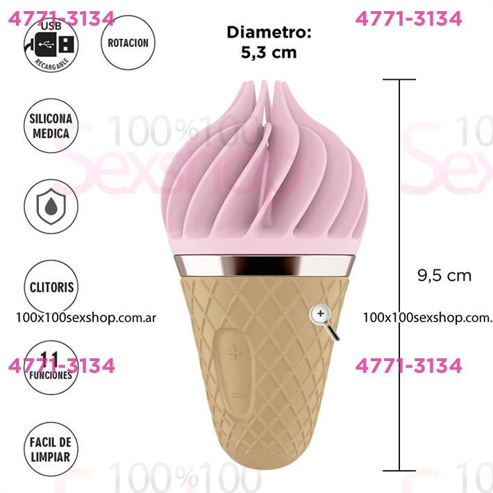 Vibrador rotativo Sweet Treat con forma de helado 11 rotaciones y carga USB