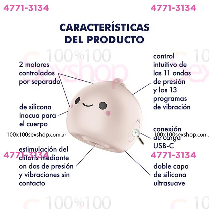 Mochi succionador estimulador de clitoris y carga USB