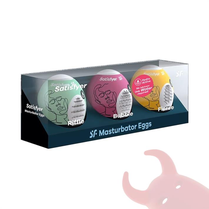 Set de 3 Huevos Masturbadores Texturizados (Riffle, Bubble, Fierce)