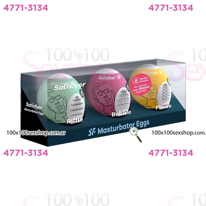 Set de 3 Huevos Masturbadores Texturizados (Riffle, Bubble, Fierce)