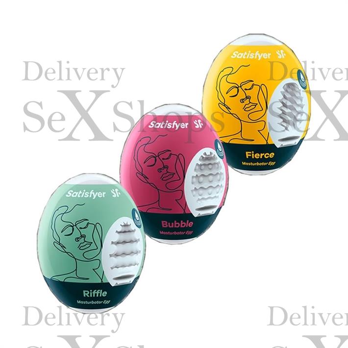 Set de 3 Huevos Masturbadores Texturizados (Riffle, Bubble, Fierce)