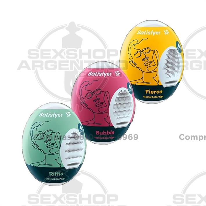 Set de 3 Huevos Masturbadores Texturizados (Riffle, Bubble, Fierce)