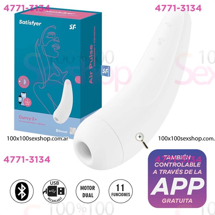 Cód: CA SS-SA-1876 - Satisfyer Curvy 2 succionador de clitoris blanco con control desde el celular - $ 106100