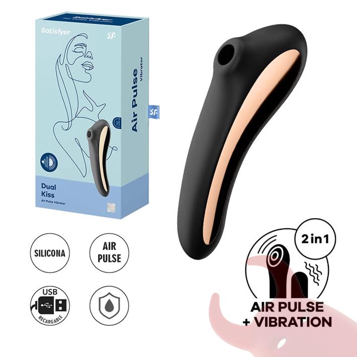 Dual Kiss black Succionador de clitoris con vibrador de punto G