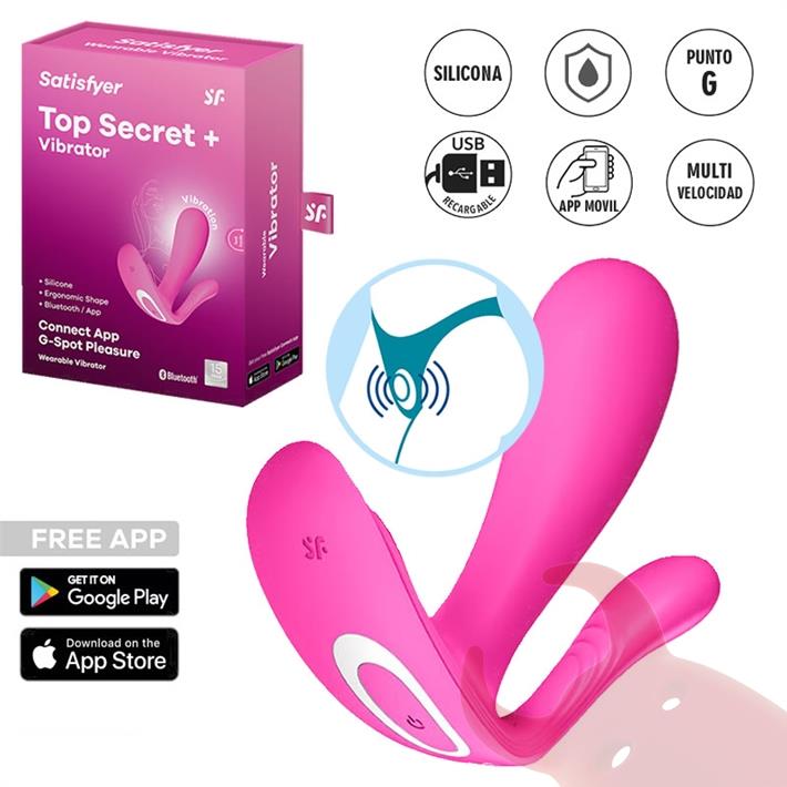 Top Secret+ Connect App Vibrador de varias funciones con USB