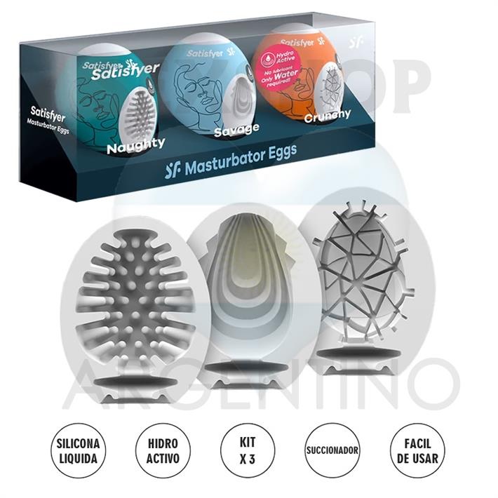 Kit de 3 huevos masturbadores de suave textura