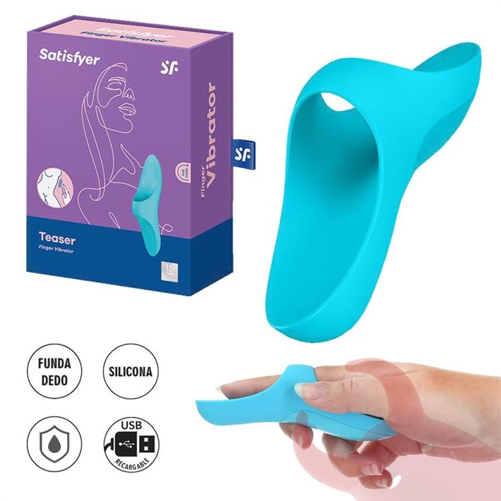 Teaser light blue Vibrador para dedo con carga UBS