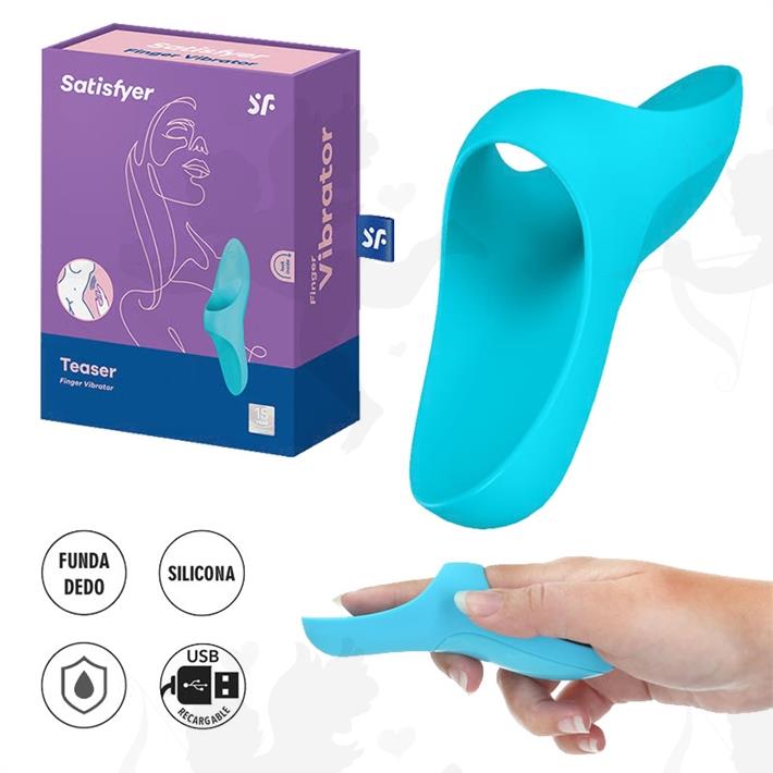  Teaser light blue Vibrador para dedo con carga UBS 