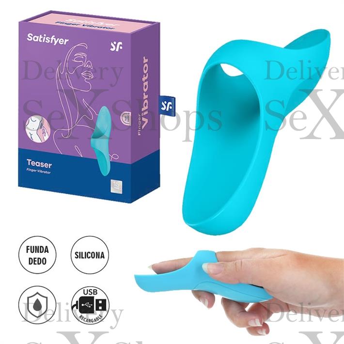  Teaser light blue Vibrador para dedo con carga UBS 