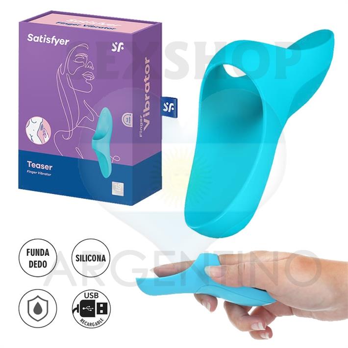 Teaser light blue Vibrador para dedo con carga UBS