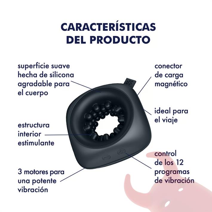 Ring Stroker Masturbador pequeños con 3 motores y carga USB