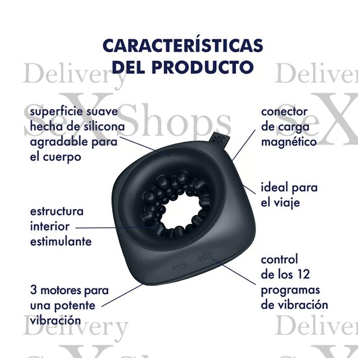 Ring Stroker Masturbador pequeños con 3 motores y carga USB