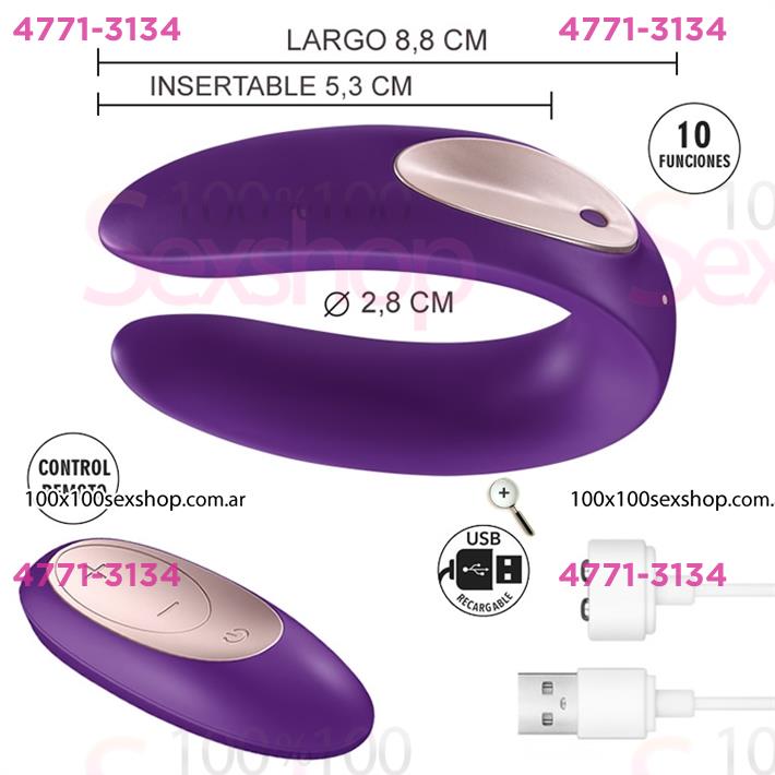 Cód: CA SS-SA-5481 - Estimulador para parejas. Control remoto, carga USB. 10 Veloc. - $ 115600