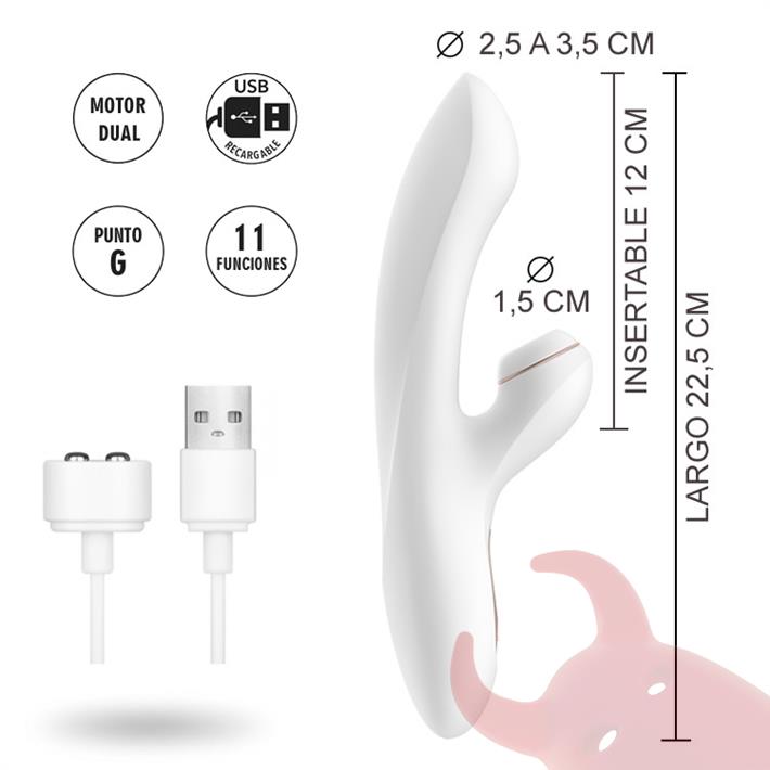 Estimulador de punto G con succionador de clitoris con carga USB
