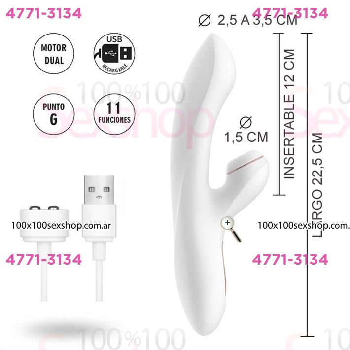 Estimulador de punto G con succionador de clitoris con carga USB