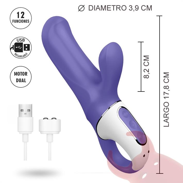  Vibrador estimulador de clitoris con 2 motores y 12 intensidades 