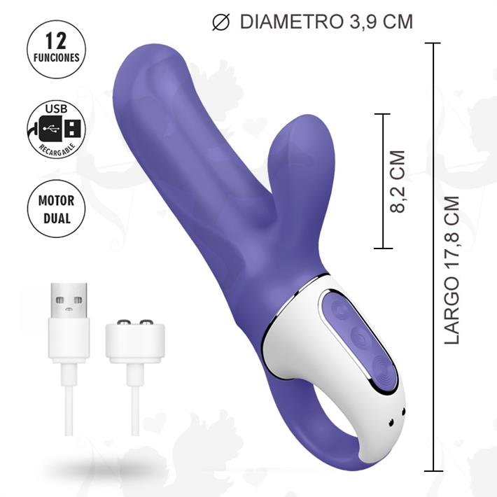  Vibrador estimulador de clitoris con 2 motores y 12 intensidades 
