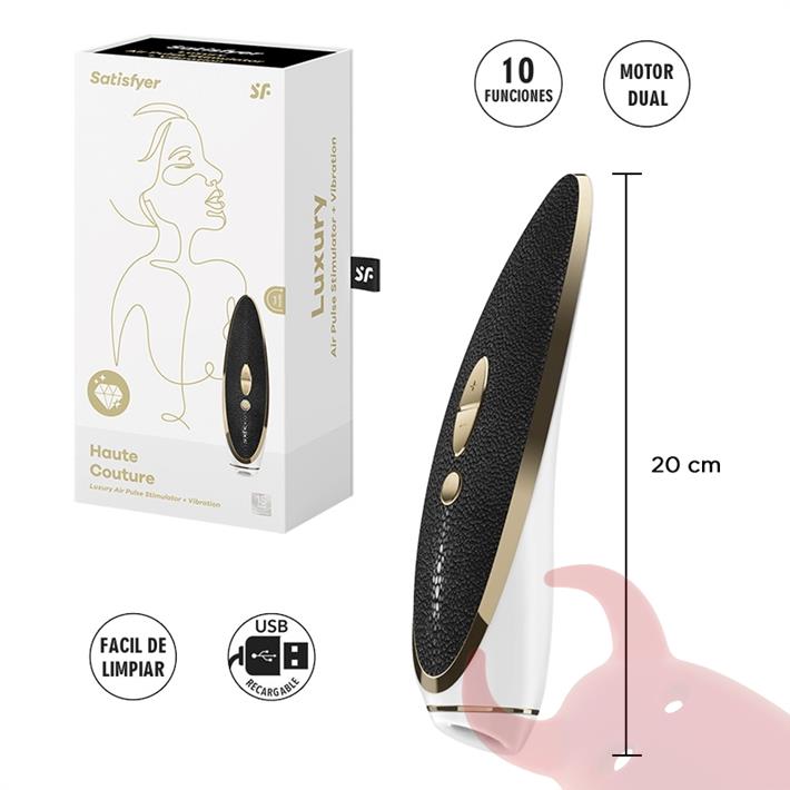  Luxury Haute Couture estimulador de clitoris vibrador con ondas de presion y carga USB 