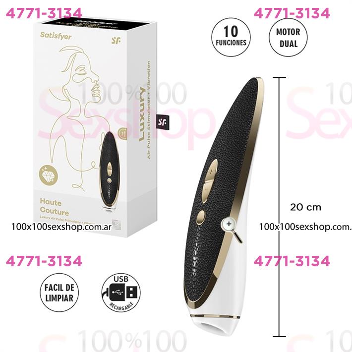 Cód: CA SS-SA-6556 - Luxury Haute Couture estimulador de clitoris vibrador con ondas de presion y carga USB - $ 186500