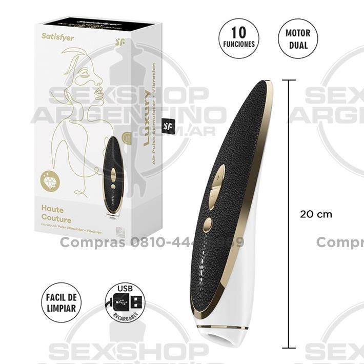  - Luxury Haute Couture estimulador de clitoris vibrador con ondas de presion y carga USB