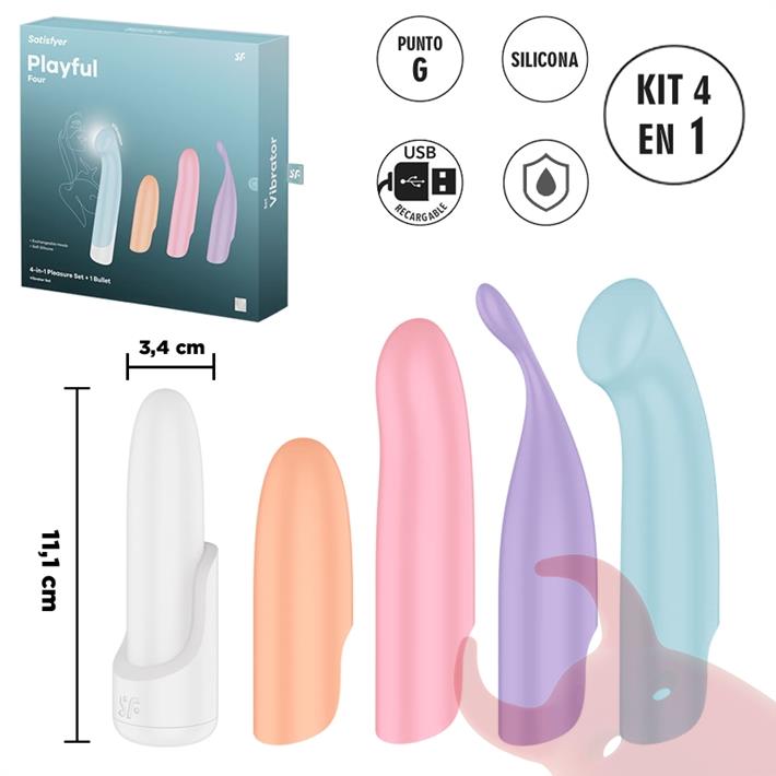 Playful Four estimulador con kit de 4 cabezales diferentes