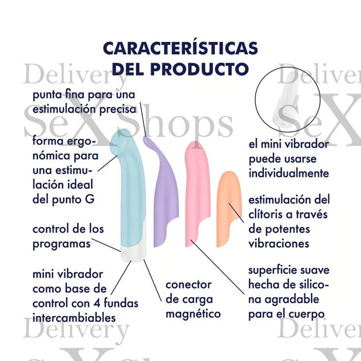 Playful Four estimulador con kit de 4 cabezales diferentes Playful Four estimulador con kit de 4 cabezales diferentes