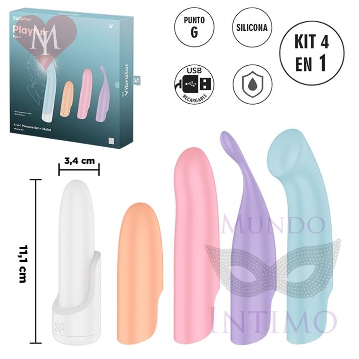 Playful Four estimulador con kit de 4 cabezales diferentes