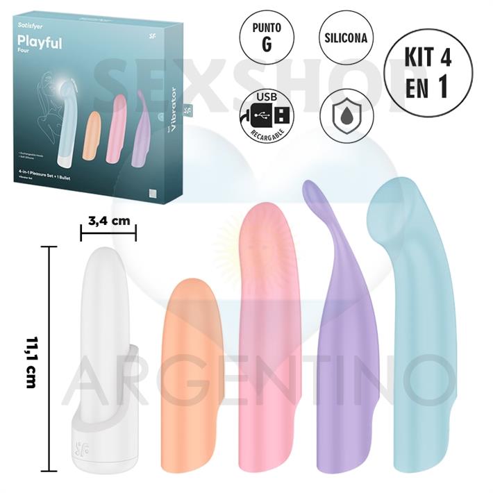 Playful Four estimulador con kit de 4 cabezales diferentes