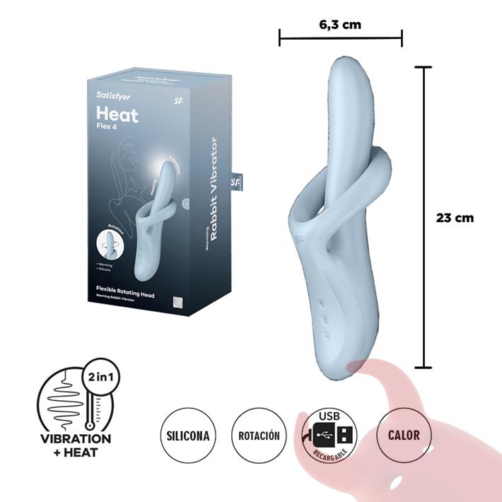 Heat Flex 4 - Vibrador con efecto calor y Flexible ademas con 4 Motores