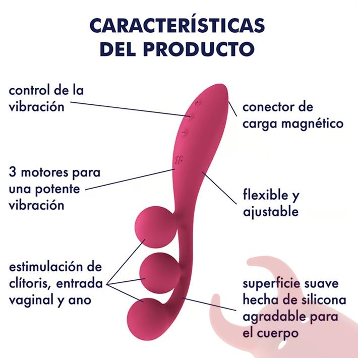 Tri Ball 1 estimulador triple clitorial, vaginal y anal con carga USB