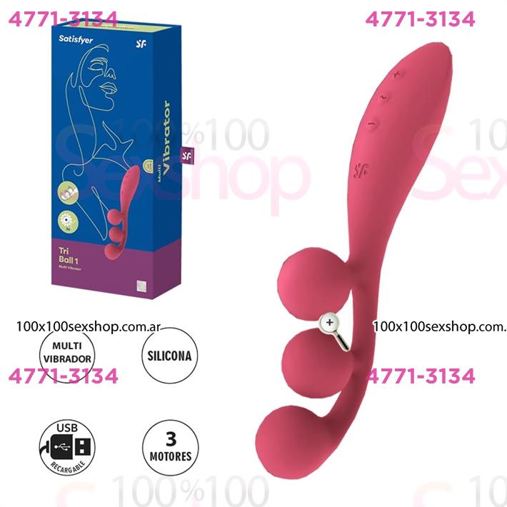 Cód: CA SS-SA-8263 - Tri Ball 1 estimulador triple clitorial, vaginal y anal con carga USB - $ 133800