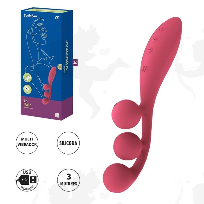 Tri Ball 1 estimulador triple clitorial, vaginal y anal con carga USB