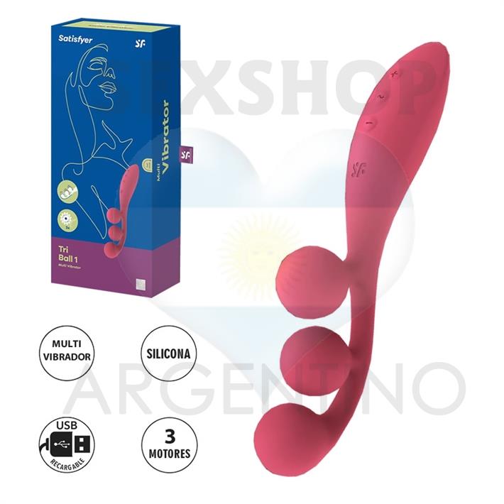 Tri Ball 1 estimulador triple clitorial, vaginal y anal con carga USB