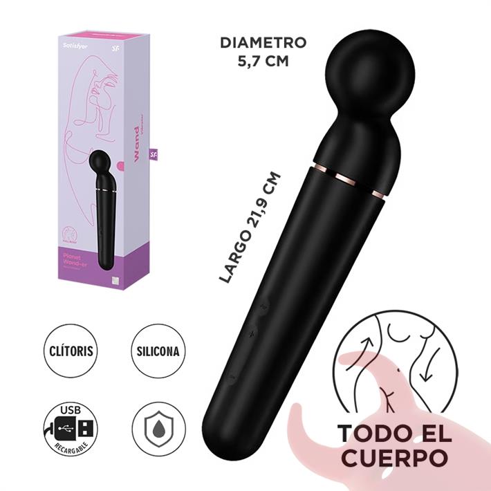 Planet Wand-er black + rosegold  Vibrador potente con mas de 60 modos de vibracion