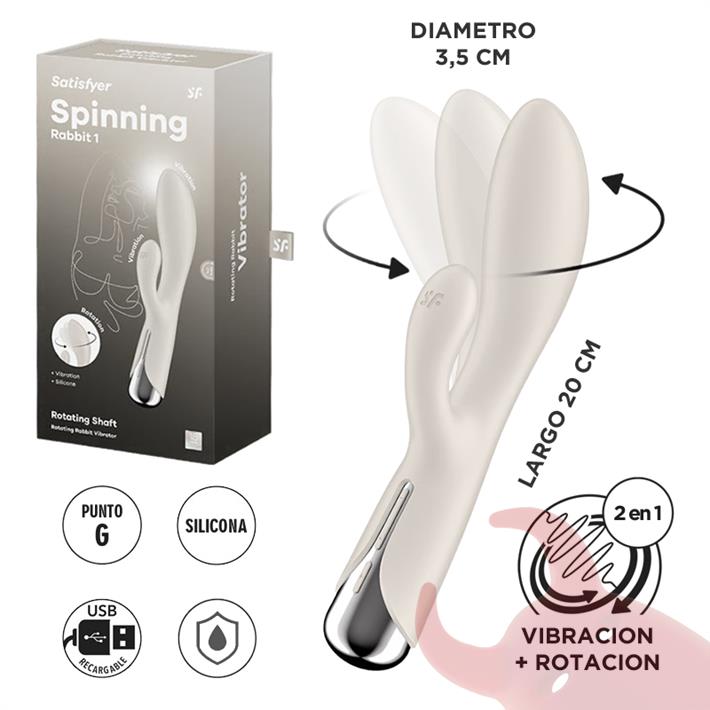 Spinning Rabbit 1 beige Estimulador de punto G con vibracion para el clitoris