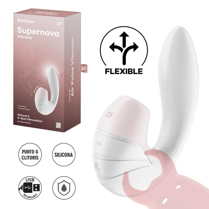 Supernova white succionador de clitoris con estimulacion de punto G y carga USB