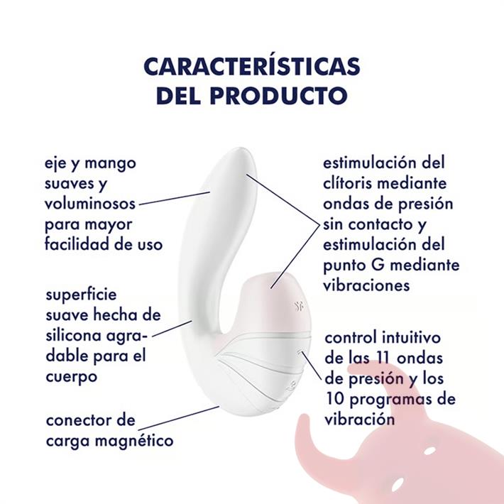Supernova white succionador de clitoris con estimulacion de punto G y carga USB