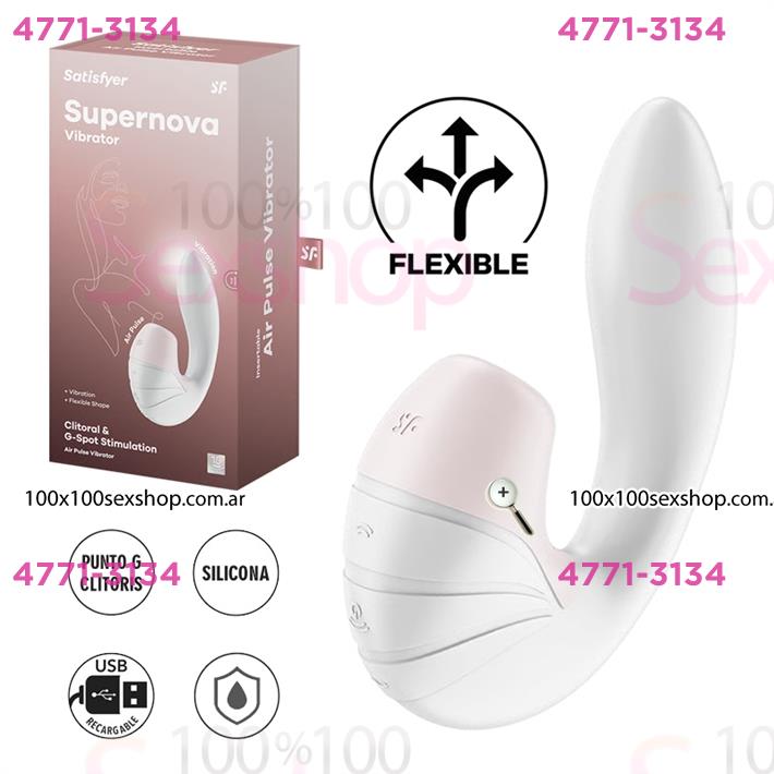 Cód: CA SS-SA-9735 - Supernova white succionador de clitoris con estimulacion de punto G y carga USB - $ 129000